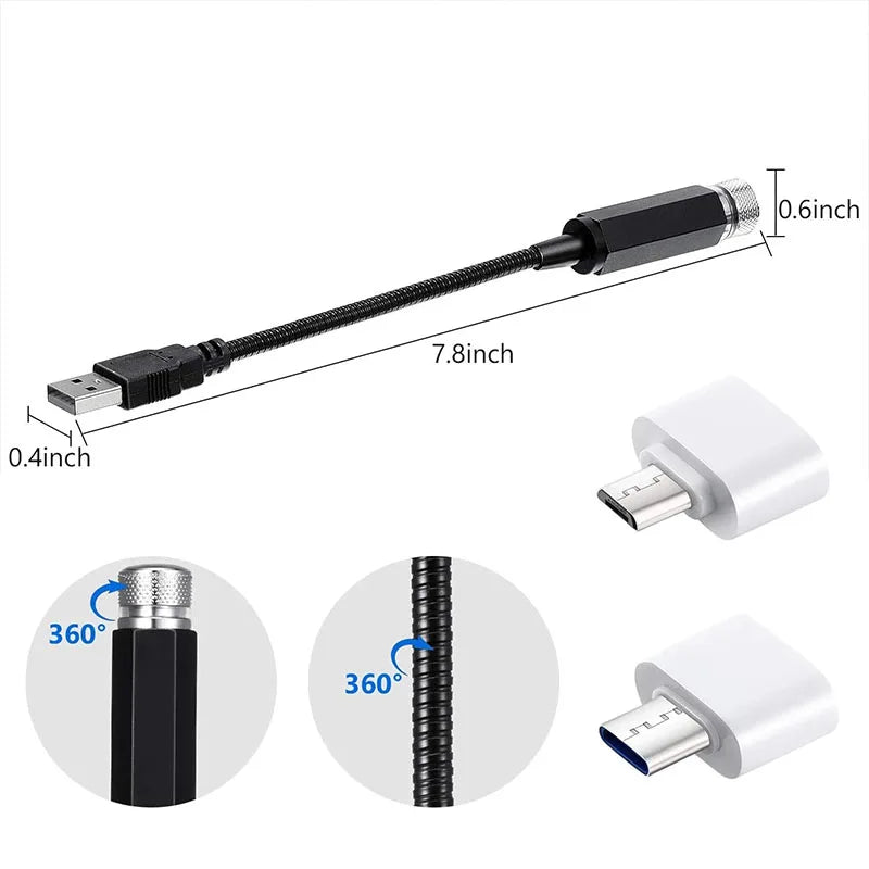 USB Car Roof Star LED Lights