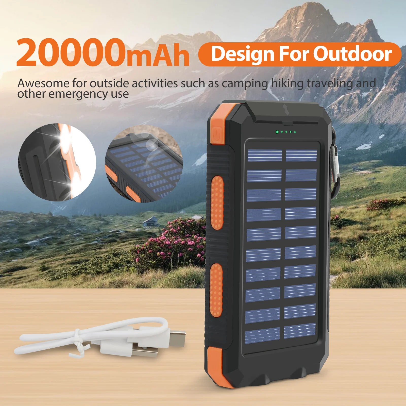🔋 20,000mAh Solar Power Bank